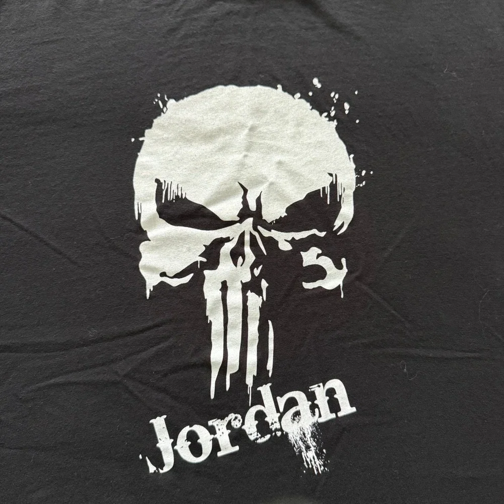 Jordan Punisher Skull Graphic T Shirt Black Mens Size XL Preshrunk Cotton‎